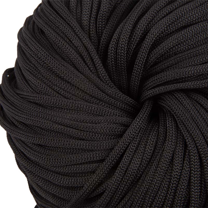 Шнур для одежды круглый вязанный цв черный 4мм (уп 100м) В360 3102